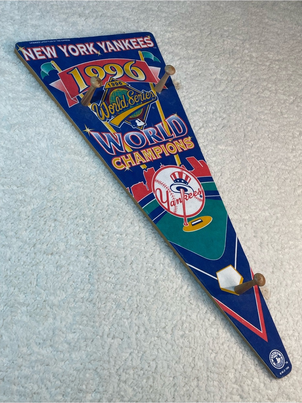 1996 New York Yankees World Series Champions Vintage Wall Rack Hat Holder MLB